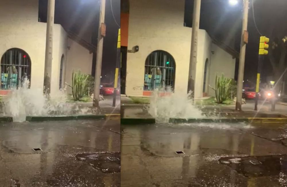 Estas imágenes corresponden a la calle Beltrán y Rivadavia. Se trata de un desagüe abierto por Aysam para reparar la rotura del caño maestro.