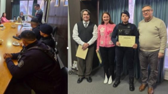 Las autoridades de la Inspección de Seguridad, durante el acto de distinción de policías. Gentileza IGS.