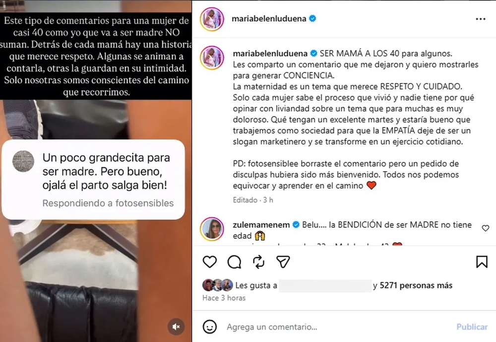 María Belén Ludueña no dejó pasar las críticas sobre su embarazo.