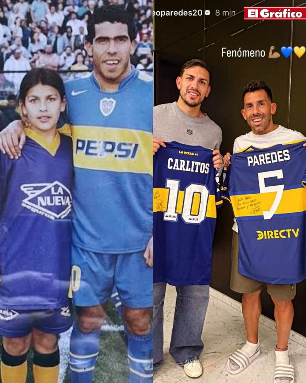 Leandro Paredes y Carlos Tevez protagonizaron un emotivo reencuentro que volvi&oacute; a conmover a los hinchas de Boca.