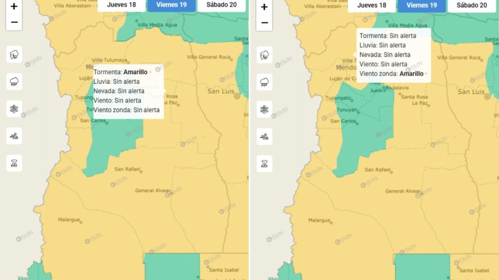 Viernes 19 de septiembre: alerta amarilla por viento, viento Zonda y tormentas en Mendoza.