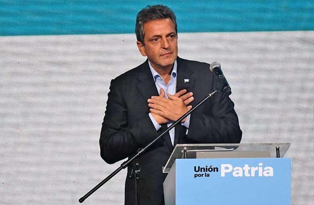 Elecciones 2023. Sergio Massa, candidato de Unión por la Patria, celebra en el búnker. (Gentileza Clarín)