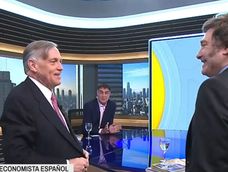 cual fanatico, javier milei irrumpio en el programa de laje para sorprender en vivo a un economista espanol