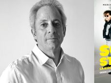 El periodista Marcelo Fernández Bitar y la portada de la biografía de Soda Stereo, actualizada hasta la gira Ecos.