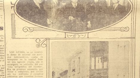 Facsimil de la página de Los Andes de junio de 1925 que reflejó la noticia.