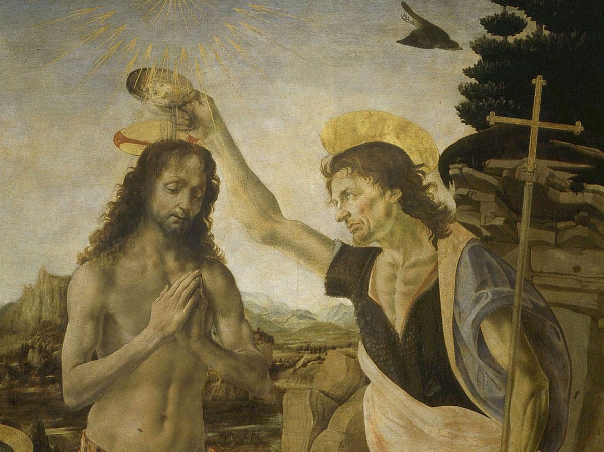 El bautismo de Cristo por Leonardo Da Vinci