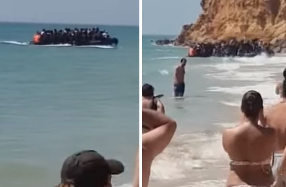 Impresionante momento en el que inmigrantes desembarcan en una playa española y huyen