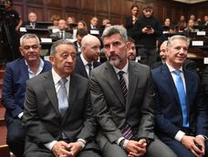 Los intendentes Celso Jaque (Malargüe), Ulpiano Suarez (Capital) y Alejandro Molero (General Alvear).&nbsp;