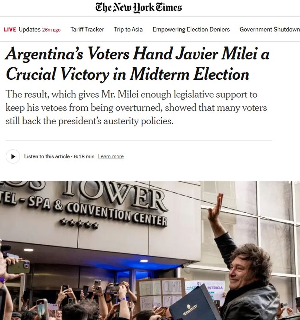 Milei en The New York Times