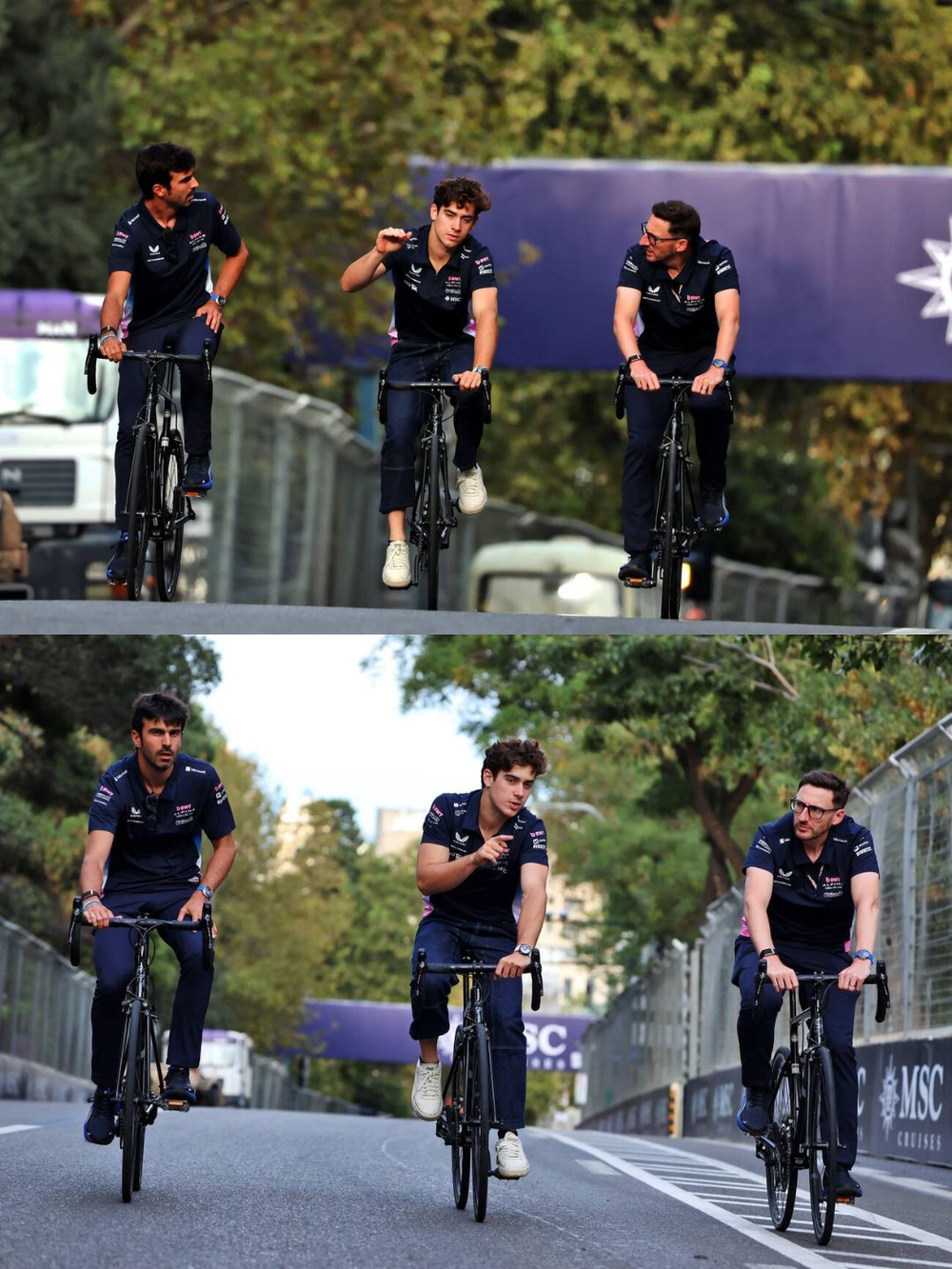 Il pilota argentino esegue la camminata in pista nella città di Baku.