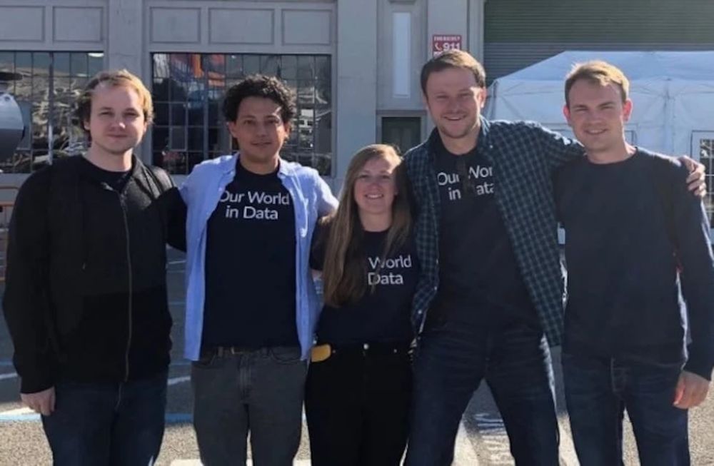 Parte del equipo de Our World in Data. Esteban Ortiz-Ospina (segundo, de izquierda a derecha), es el co-director ejecutivo de la organización.