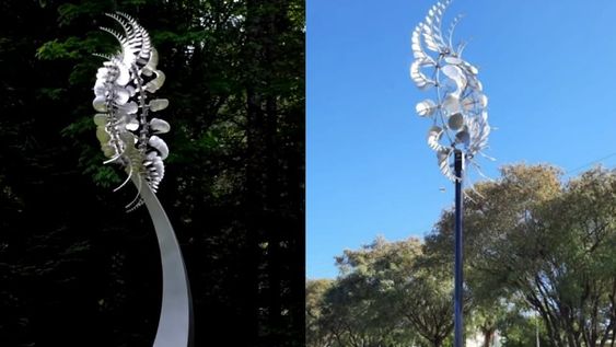 La Mandala en Movimiento, ubicada en el Paseo Rawson (derecha) generó un gran impacto en los vecinos, y también una inesperada denuncia en las redes sociales.