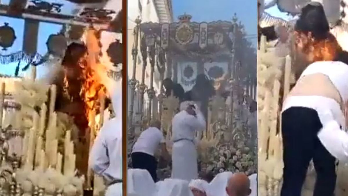 Video: una vela incendió a la Virgen del Rocío y hubo dos heridos ...