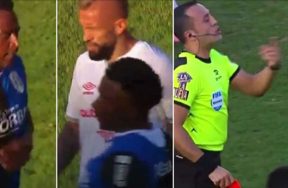 Cuero escupió a Torrén y el mendocino Espinoza no dudó y le mostró de inmediato la tarjeta roja. Excelente decisión del juez. / Gentileza.