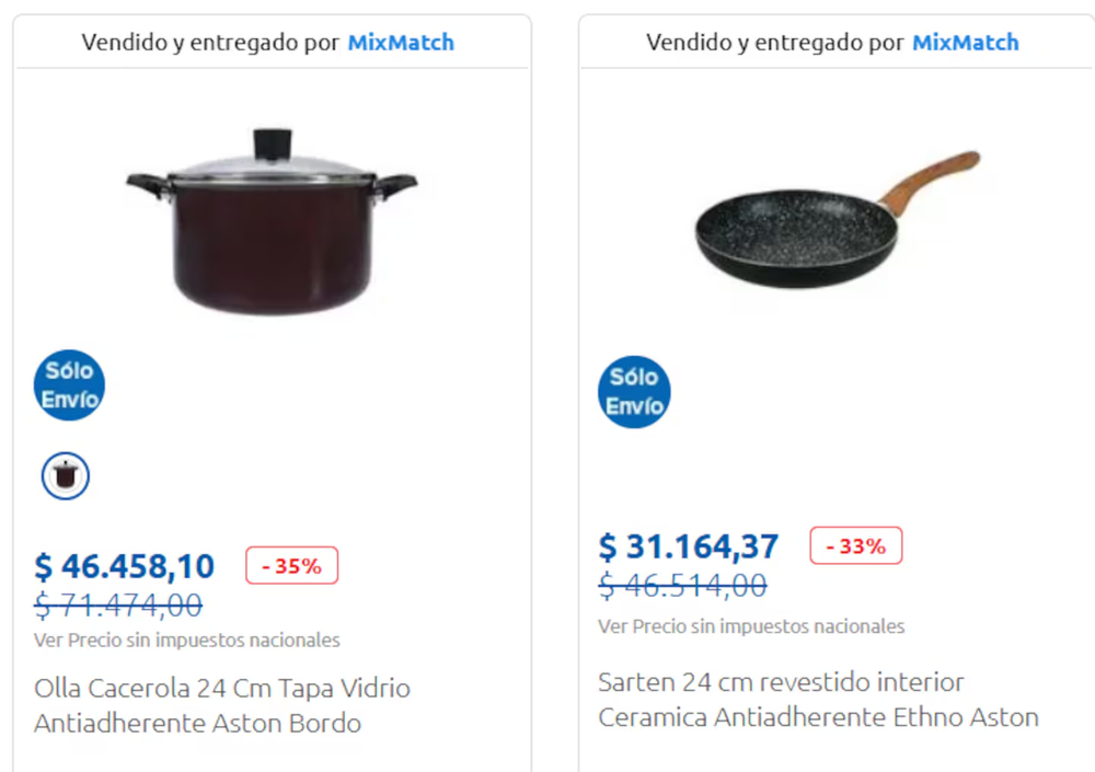 Opciones disponibles en Carrefour.