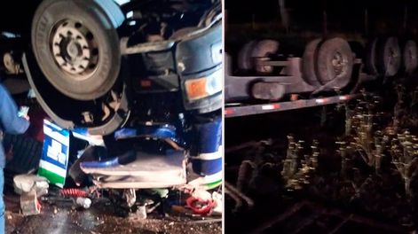 Los Andes | Un camionero paraguayo volcó en Los Libertadores. Captura: X / @VALLEOVA