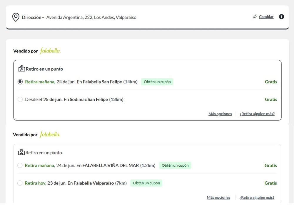 Buy online at Falabella Chile with an Argentine ID and free in-store pickup.