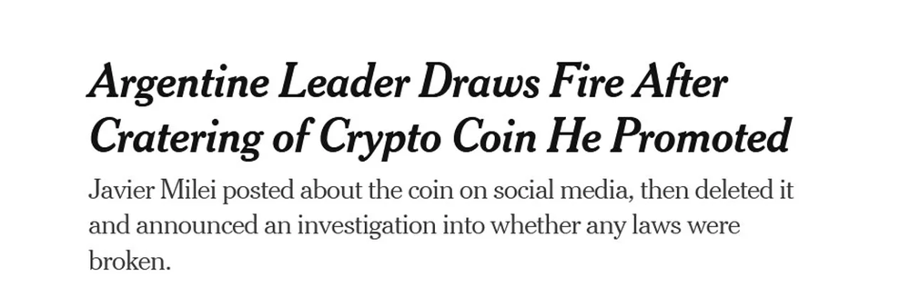 El escándalo por la cripto que recomendó Javier Milei llegó a The New York Times  | The New York Times