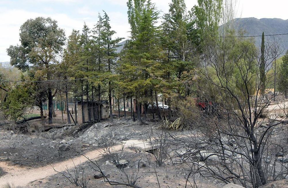 fin de semana crítico y catastrófico -con el viento Zonda se propagaron distintos focos de incendio que consumieron a unas 2.500 hectáreas en el piedemonte de Luján de CuyoCabañas del futbolista David FernándezFoto: Orlando Pelichotti