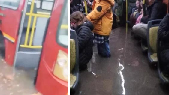 Los videos compartidos en redes sociales dentro de los colectivos durante el temporal