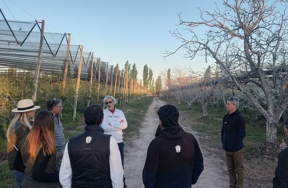 Ingenieros agrónomos israelíes, de la empresa Netafim, visitaron Mendoza para compartir experiencias sobre riego eficiente y protección contra heladas. Foto: Gentileza