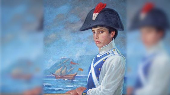 José de San Martín, cadete del Regimiento de Murcia, cuadro al óleo del pintor argelino Hocine Ziani. Gentileza: Instituto Nacional Sanmartiniano.