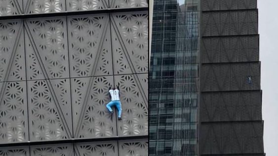 El ciudadano polaco se trepó a uno de los edificios más altos de Buenos Aires.