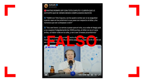 El posteo viral sobre Fantino es una desinformación El posteo viral sobre Fantino es una desinformación