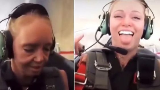 La joven piloto sorprendió al mostrar el increíble efecto que causa la fuerza de gravedad en a cabina.