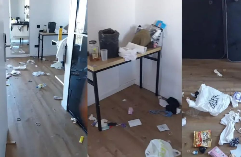 La habitación se encontraba llena de restos de comida, tampones y ropa interior sucia. Captura: TikTok