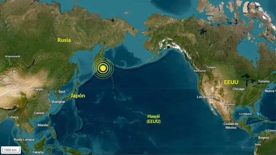 Sismo sacude las costas de la península de Kamchatka, en Rusia.