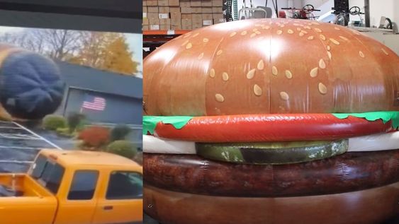 Imagen del momento exacto de cuando la hamburguesa salió volando