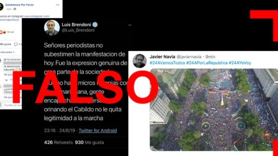 Tres desinformaciones sobre la marcha del #24A a favor de Macri Tres desinformaciones sobre la marcha del #24A a favor de Macri