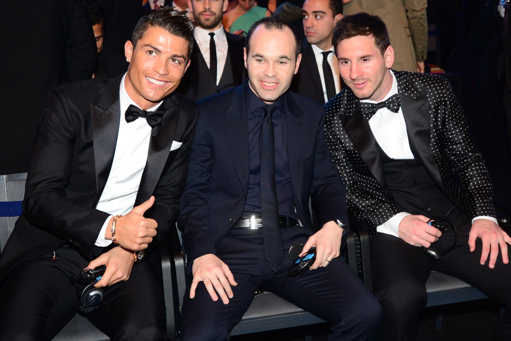Cristiano Ronaldo, Andrés Iniesta y Lionel Messi