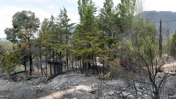 fin de semana crítico y catastrófico -con el viento Zonda se propagaron distintos focos de incendio que consumieron a unas 2.500 hectáreas en el piedemonte de Luján de CuyoCabañas del futbolista David FernándezFoto: Orlando Pelichotti