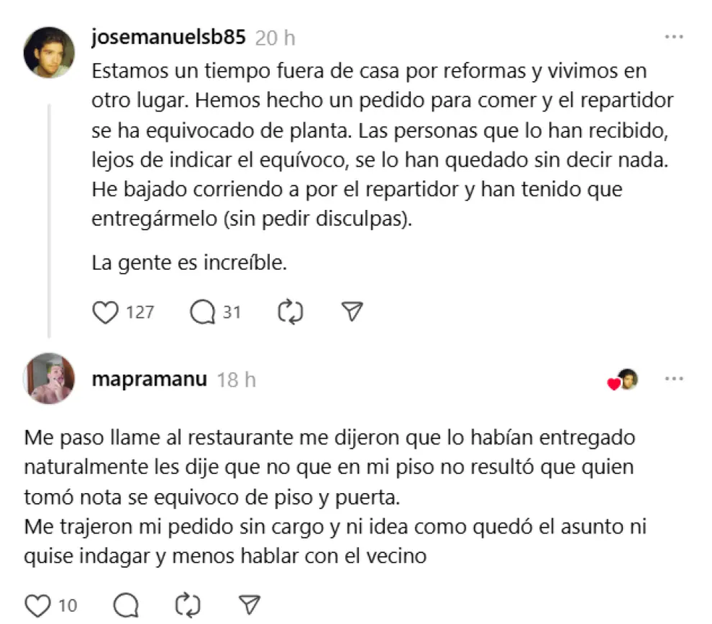 El delivery se equivocó de dirección y le entregó el pedido a sus vecinos: 