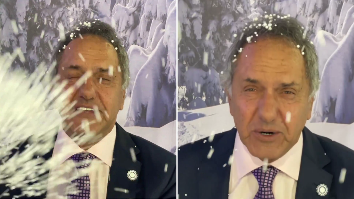 El insólito video de Scioli publicitando el turismo en Bariloche con nieve del telgopor