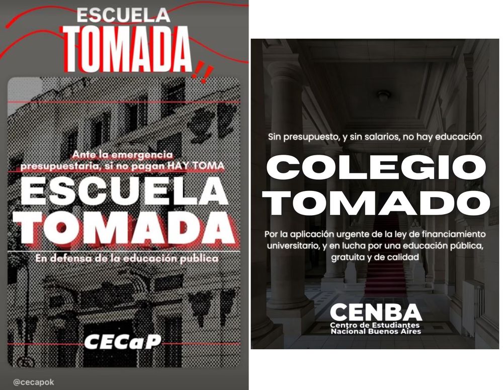 Escuelas tomadas en Buenos Aires en reclamo de fondos para la universidad pública