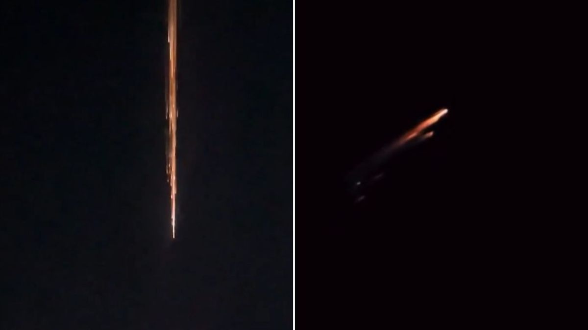 Los videos del espectáculo artificial en cielo rionegrino: se desintegró un cohete al reingresar a la atmósfera