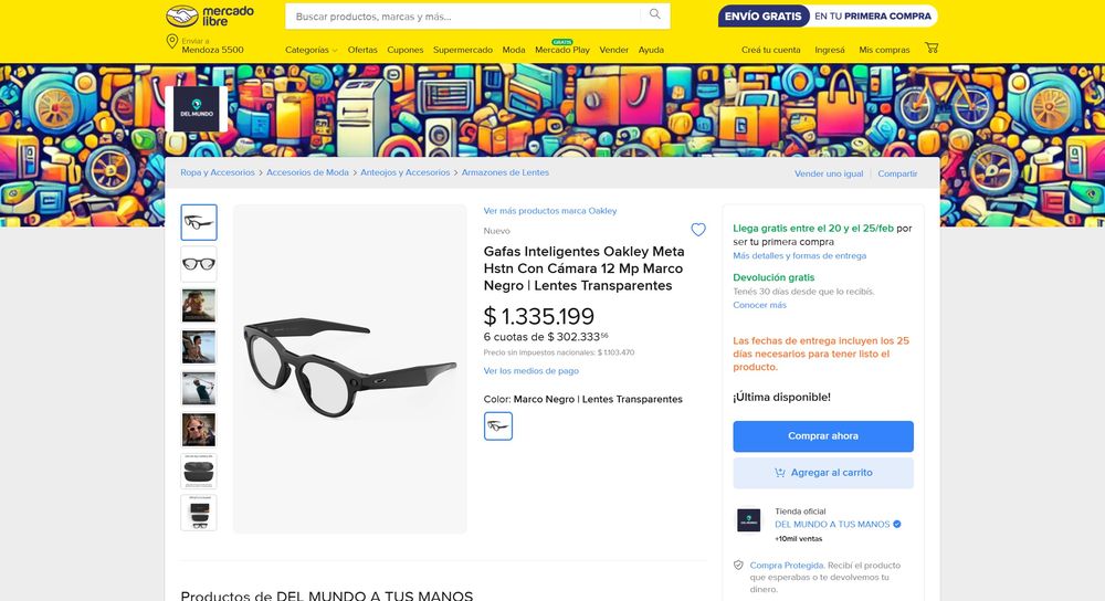 Los lentes inteligentes con Meta se consiguen en Chile a un precio sensiblemente más bajo que en el mercado argentino.