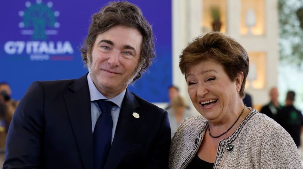 Javier Milei con Kristalina Georgieva, direttrice del FMI.