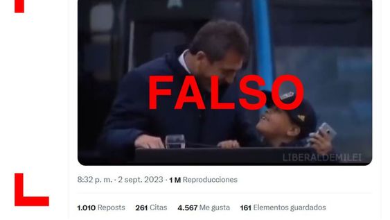 No, un niño no le dijo a Massa que votará por Milei en un acto en Rosario; el audio fue manipulado. No, un niño no le dijo a Massa que votará por Milei en un acto en Rosario; el audio fue manipulado.
