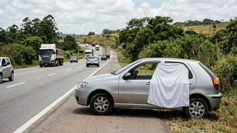 que significa ver un pano blanco colgado de la ventanilla de un auto aleatorio en medio de la ruta
