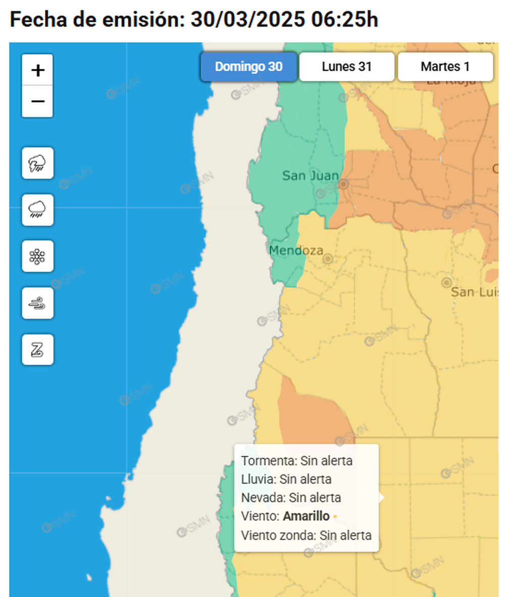 Alerta por vientos fuertes 