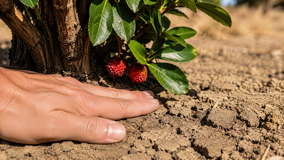 el arbol ideal para jardines secos: resiste la falta de agua, mantiene sus hojas todo el ano y produce pequenos frutos rojos