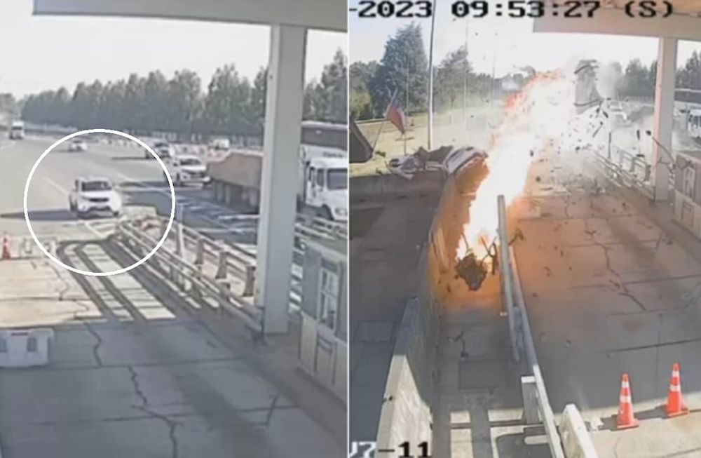 Choque de auto contra peaje en Chile: el joven iba a 220 km/h y falleció en el instante (Captura de video)