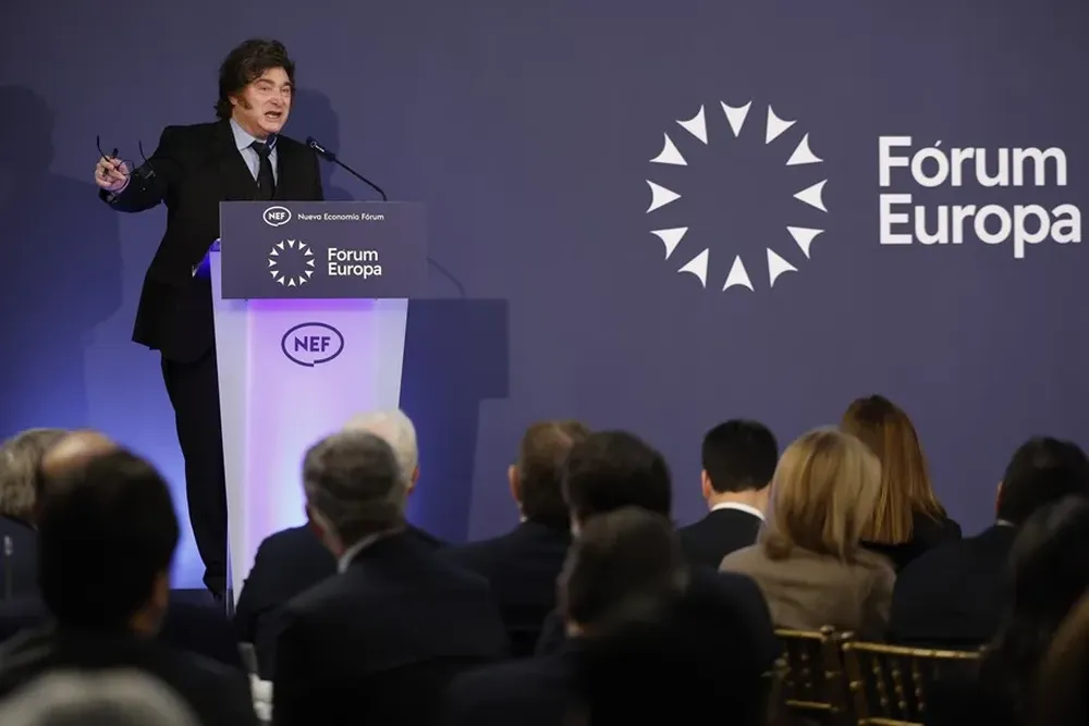 El presidente de Argentina, Javier Milei, este miércoles en Madrid. 