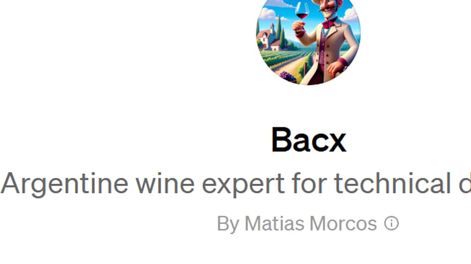 Bacx es el asistente de enología creado por Matías Morcos y que utiliza inteligencia artificial