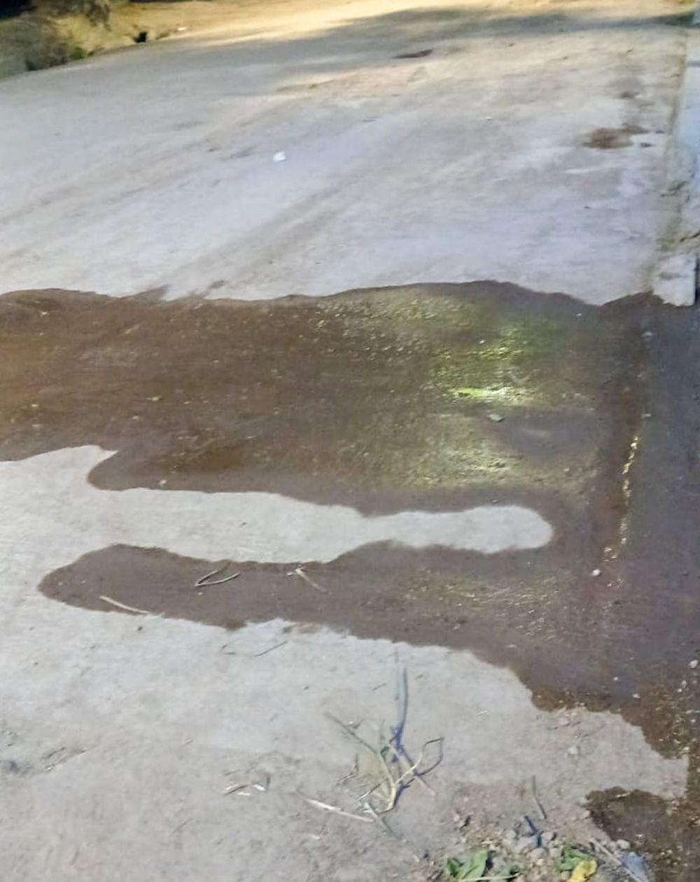 Sewage emerges to the surface due to broken pipes and the collapse of the system.