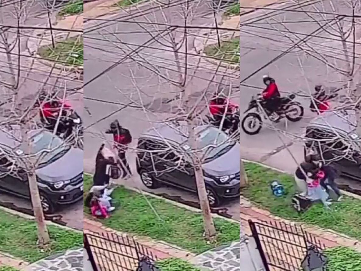 Un vecino intentó perseguir a los ladrones pero la mujer lo detuvo para evitar que la situación escalara a mayores. Foto: Captura video